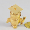 Złota figurka sowa z dyplomem z kryształkami swarovskiego 122-0248