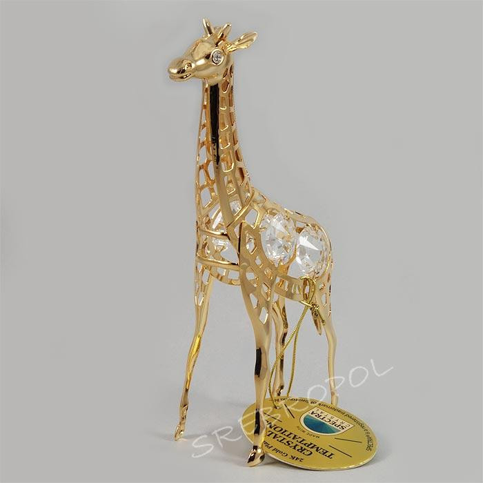 Złota figurka żyrafa z kryształkami swarovskiego 122-0084
