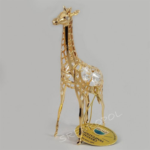 Złota figurka żyrafa z kryształkami swarovskiego 122-0084