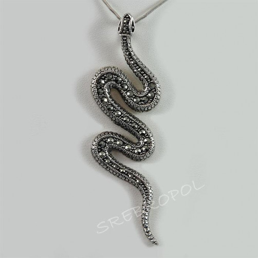 Zawieszka srebrna wąż z markazytami ZS 99/T