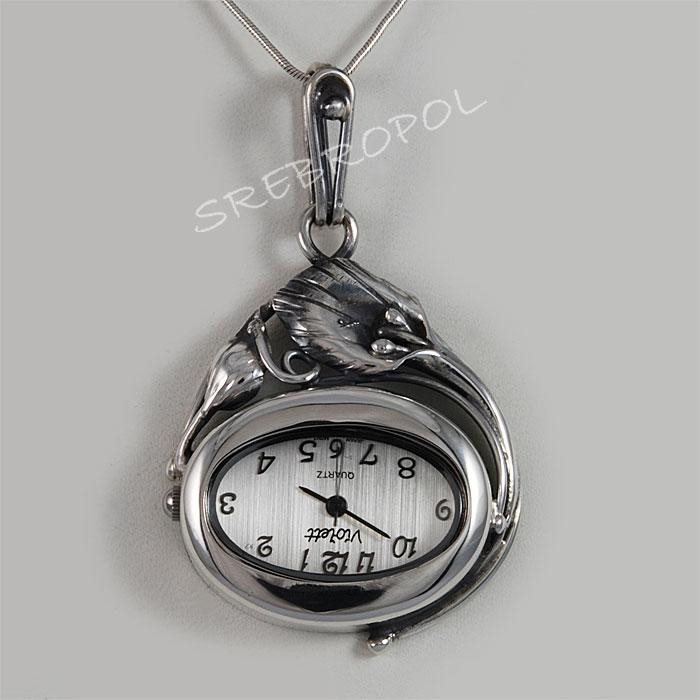 Zegarek srebrny damski na łańcuszek Violett 50