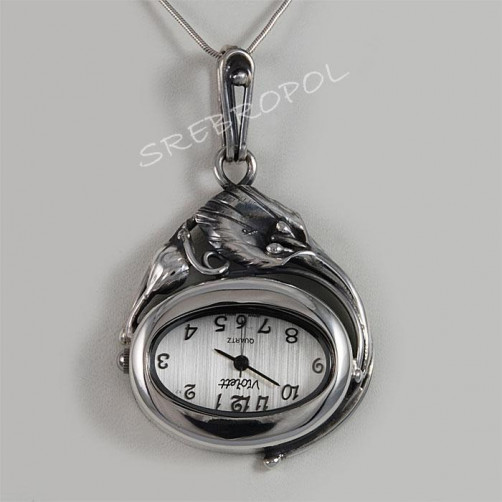 Zegarek srebrny damski na łańcuszek Violett 50