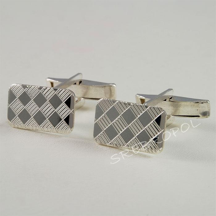 Srebrne spinki do mankietów z grawerowanym wzorkiem S10-P 45/0