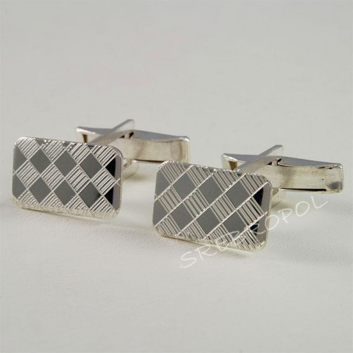 Srebrne spinki do mankietów z grawerowanym wzorkiem S10-P 45/0