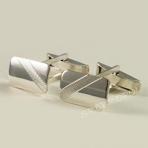 Srebrne spinki do mankietów z grawerowanym wzorkiem S11-P 45/0