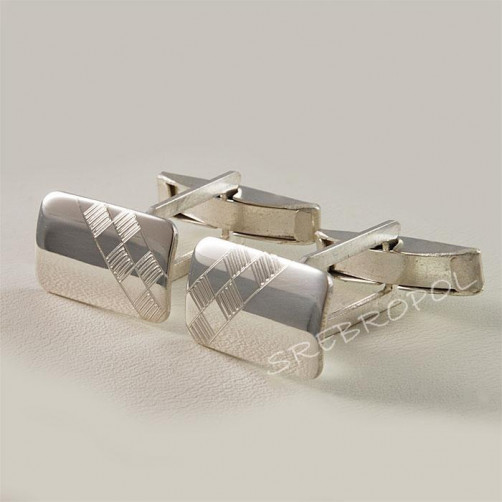 Srebrne spinki do mankietów z grawerowanym wzorkiem S12-P 45/0