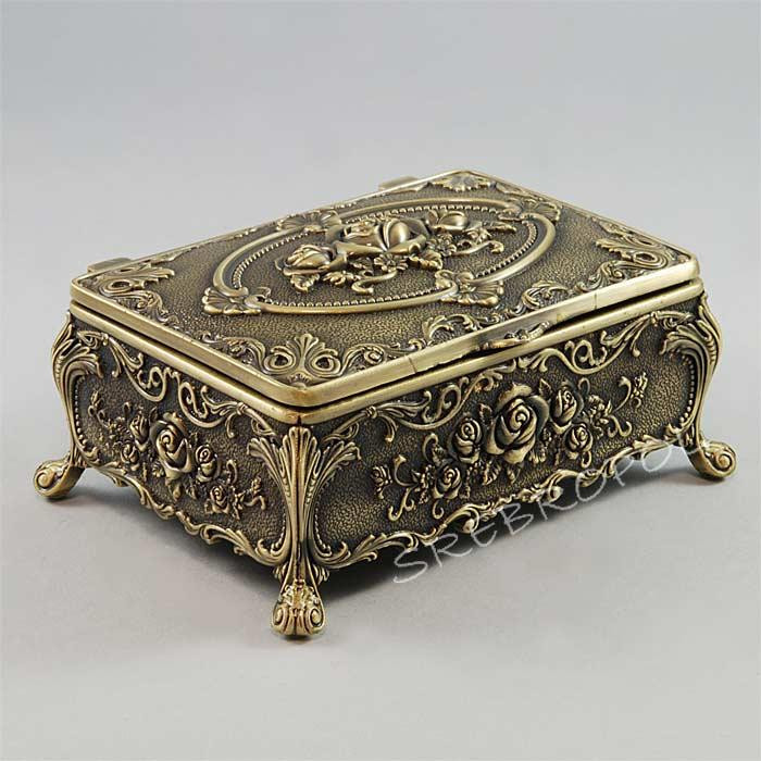 Mosiądzowana szkatułka na biżuterię 466-8110