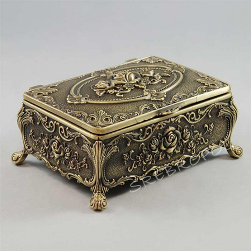 Mosiądzowana szkatułka na biżuterię 466-8110