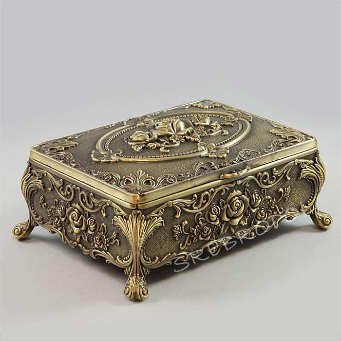 Mosiądzowana szkatułka na biżuterię 466-8112