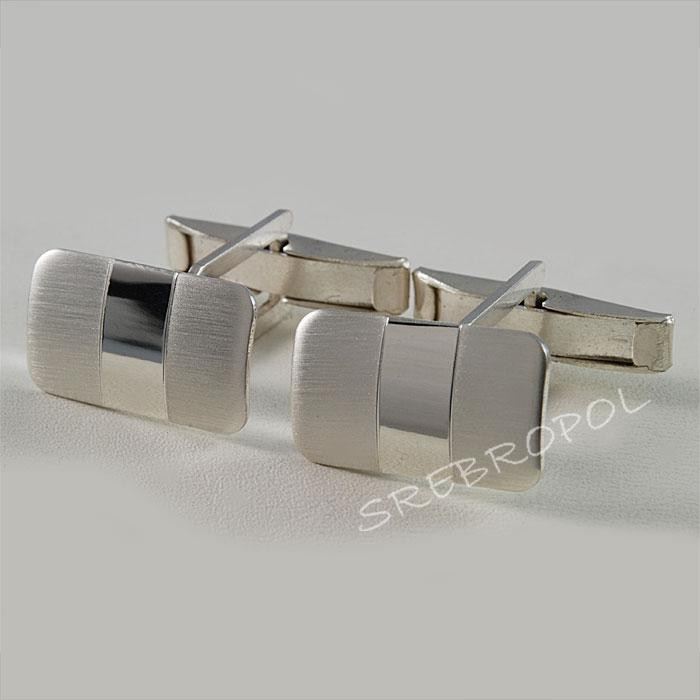 Srebrne spinki do mankietów połysk-mat S16-P 45/0