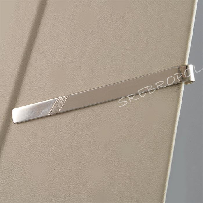 Srebrna spinka do krawata z grawerowanym wzorkiem S1-K 32/0